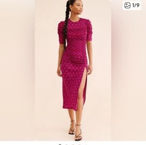 Free People Briella Ruched Midi Dress NWT